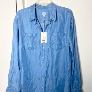 Nwt A New Day Chambray Denim button Ls Shirt XL
